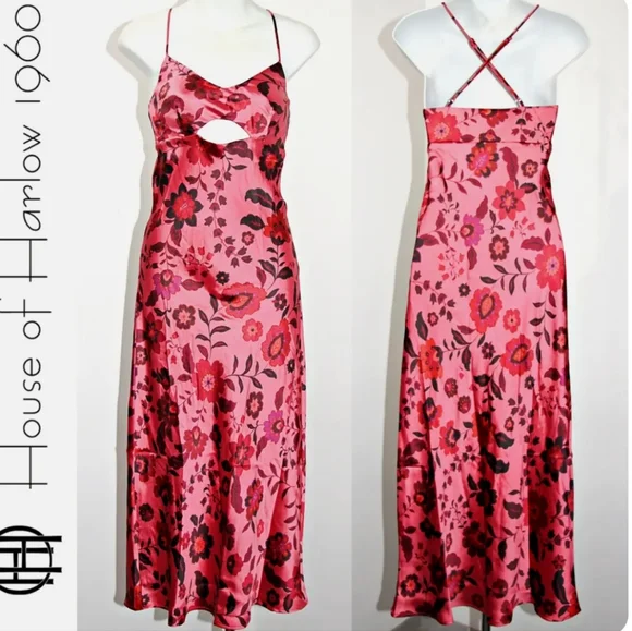 House of Harlow 1960 satin floral dress - Picture 4 of 12